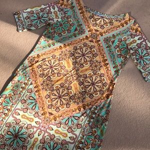 Boho Chemise Dress with a Multi Colored Tile Print